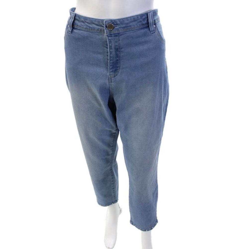 Renuar Women Cropped High Rise Blue Jeans Plus Size 16